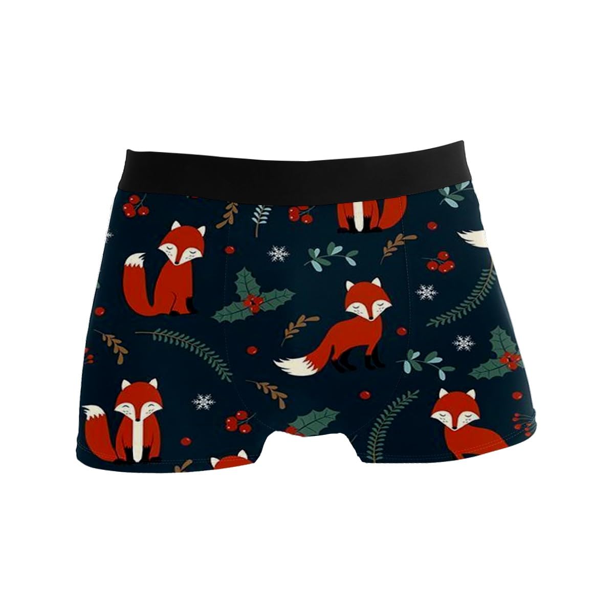 GISPOG Mens Boxer Briefs Underwear Breathable Stretch Boxer Trunk Christmas Fox