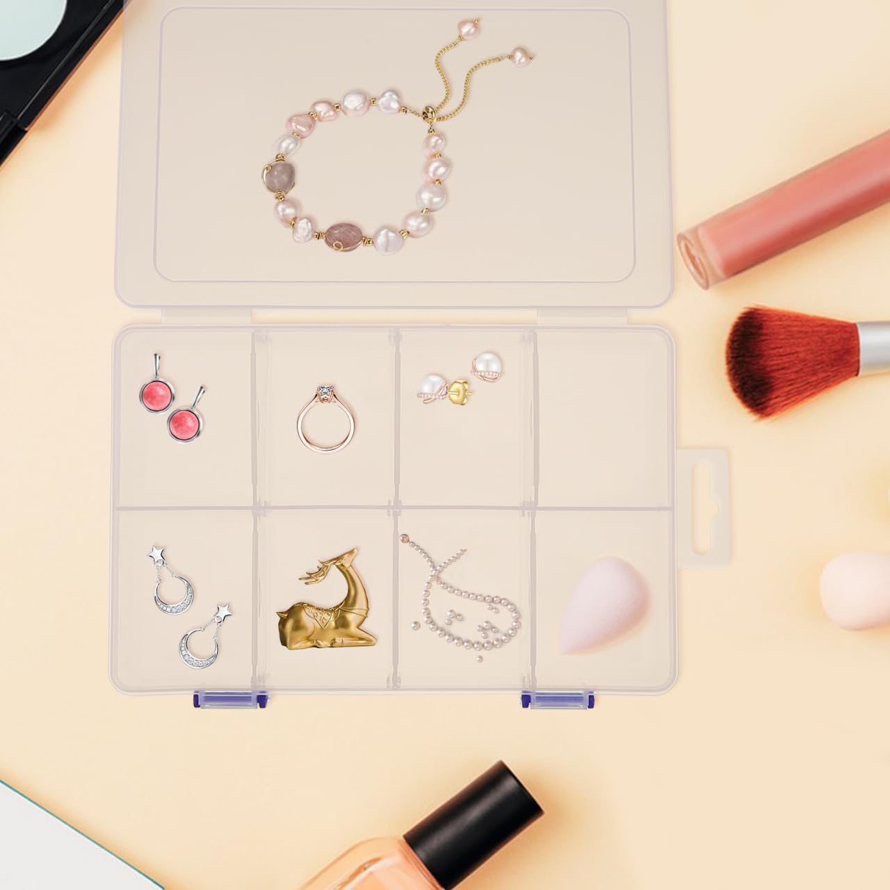 Cabilock 2 scatole trasparenti multi griglia organizer con divisori rimovibili per perline artigianali gioielli e parti design
