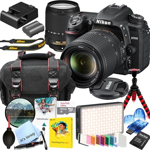 Nikon D7500 DSLR Camera with 18-140mm Lens Built-in Wi-Fi | 20.9 MP CMOS Sensor | Full HD | SnapBridge Bluetooth Connectivity + 64GB Memory, LED Video Light, Filter, Tripod and More (Renewed)