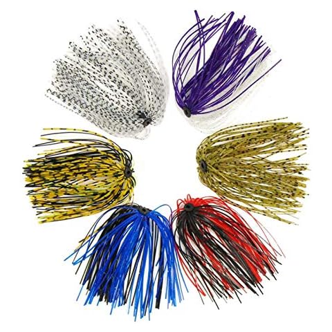 Croch 24 Bundles Silicone Jig Skirts DIY for Rubber Fishing Bass Jig Lures 50 Strands Fishing Bait Accessories Cover