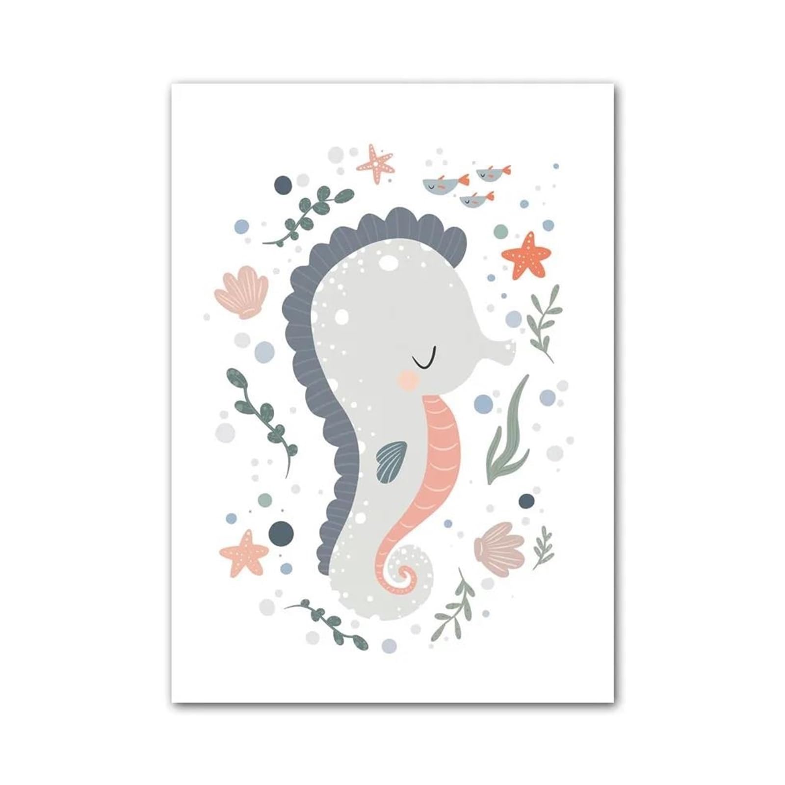 XENITE Wall Art Canvas Prints Marine Life Octopus Whale Turtle Kids Room Posters Prints Wall Art Picture Decor Nordic Nursery Canvas Painting(B,50x70cm)