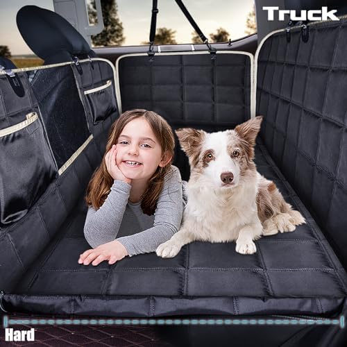 Lassie Truck Back Seat Extender for Dogs, Waterproof Hard Bottom Dog Hammock for