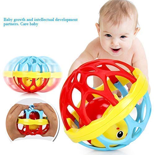 NIYANETAIL Soft Ball Rattle Ball Toy Biggie Ball for Baby Bath Safe Non-Toxic Colorful Plastic Tasteless Hanging Gift 100% Safe for Infants New Babies