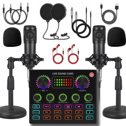 Kit podcast V8max 48V double microphone condensateur pour streaming YouTube