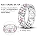 Hapour 925 Sterling Silver Women Rings with Pink Flower Cubic Zirconia, Stackable Eternity Rings Statement Rings for Women Size 6
