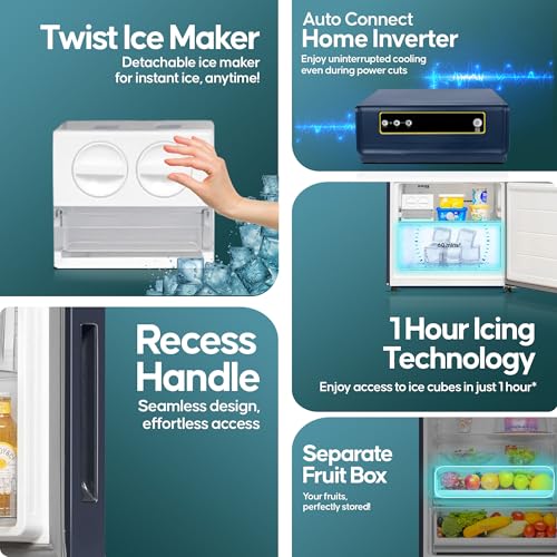 Image of Haier 445 L 2 Star Frost Free Bottom Mount Double Door Refrigerator|Convertible 14-in-1|Jhukna Mat-Bottom Freezer|Digital Display Panel|Triple Inverter|Twist Ice Maker (HRB-4952CKG-P, Black Glass)