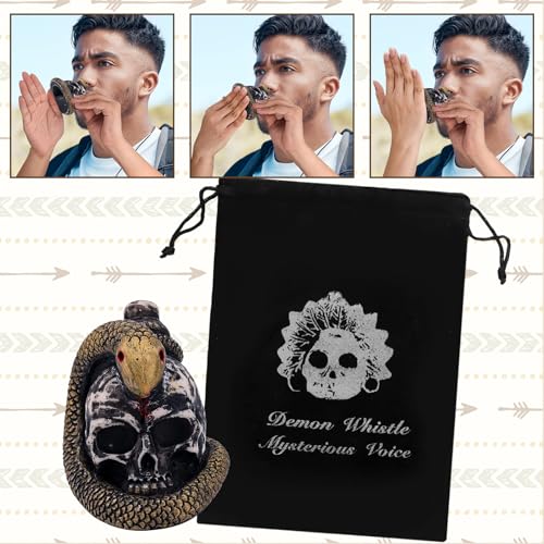 Aztec Death Whistle, 125 Decibels + Loudest Mexican Death Whistle with Drawstring Pouch Snake Winding Design Authentic Human Sounding Screams Skull for Collectible Halloween Gag Gift - Image 6