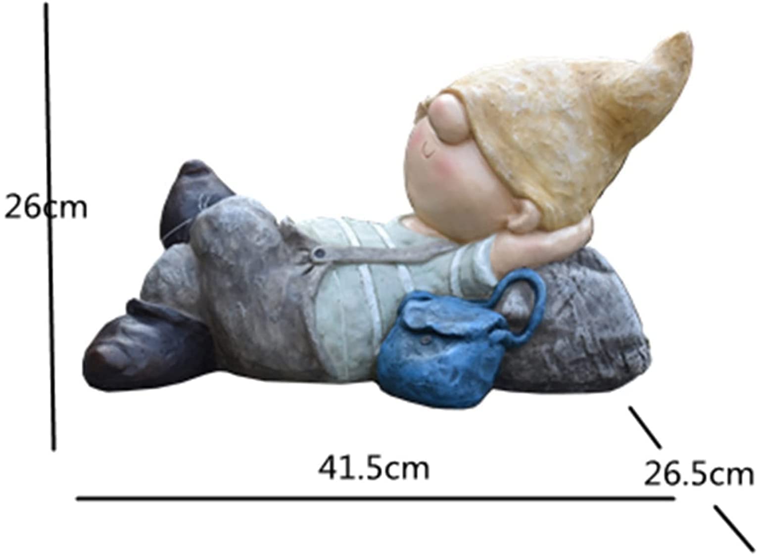 Figurka śpiącego elfa, posąg krasnala z żywicy ogrodowej, zabawne figurki na zewnątrz do dekoracji podwórka, 26 cm wys
