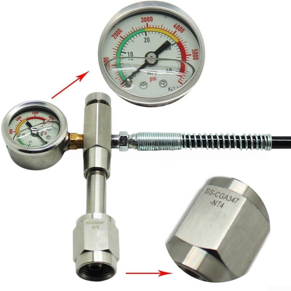 Manómetro Presión 6000 PSI CGA347 para acero Inoxidable Manómetro