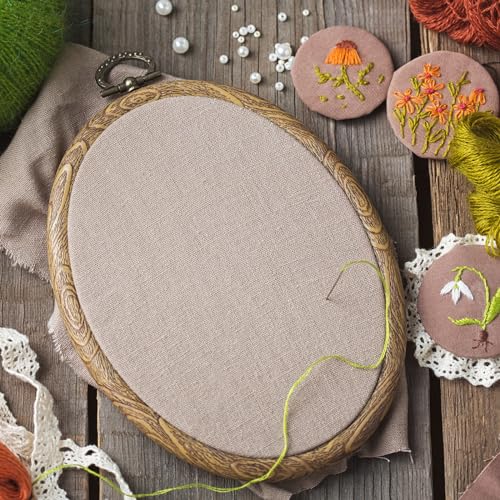Image of MECCANIXITY Embroidery Hoop Frame 9x6 Inch Oval Imitated Wood Cross-Stitch Ring for Art Craft Sewing Ornament
