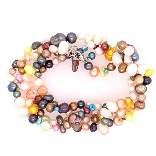Ciao Women's Multi Strand Chunky Statement Imitation Pearl Necklace Torsade Choker for Women Multicolored Bride Wedding Jewelry Set,18