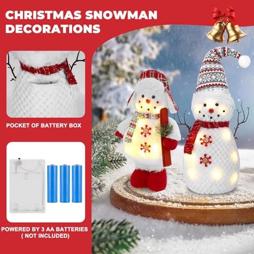 Set-of-2-Christmas-Plush-Snowman-Tabletop-Decorations-Stuffed-Snowman-Christmas-Figurines-Indoor-Decor-for-Home-Cute-26inch-Xmas-Doll-Handmade-Holiday-Party-Light-up-LED-Snowman-Gifts Set of 2 Christmas Plush Snowman Tabletop Decorations Stuffed Snowman Christmas Figurines Indoor Decor for Home Cute 26inch Xmas Doll Handmade Holiday Party Light up LED Snowman Gifts