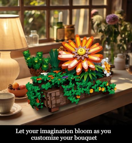Image of 924 Pieces Sunflower Bonsai Plant Building Set, Compatible with Lego Flower Building Sets, Exquisite Plant Model for Adults, Perfect for Mothers Day & Birthday Display