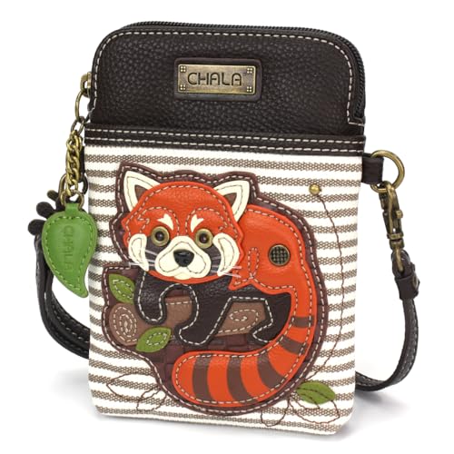 Image of CHALA Wilderness Animal Collection Cell Phone Crossbody Purse-Women PU Leather /Canvas Multicolor Handbag w /Adjustable Strap