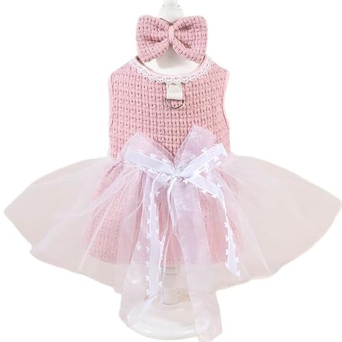 JPETTOペット服 かわいい 犬服 ワンピース 春夏 猫服 犬の洋服 スカート レース ドレス 蝶?び 日焼き防ぐ 通気性 お姫様 祝い 記念撮影 小型犬 中型犬 お散歩25-S55ピンクS