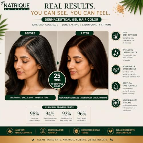 Image of Naturals Gel Hair Color with Amino Peptide Bond-Repair Technology | Ammonia, PPD & Paraben Free | 6 Herbal Extracts | 100% Grey Coverage | pH Balanced | 180gm | Natural Velvet Black 1N