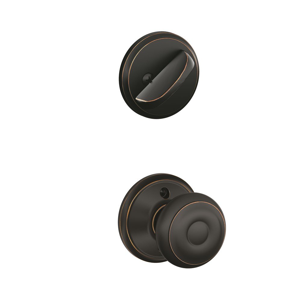 Schlage F59 GEO 716 Sürgülü Gürcü İç Düğme, Eskitilmiş Bronz (Sadece İç Yarı)