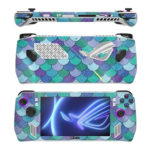 Image of MightySkins Glossy Glitter Skin Compatible with Asus ROG Ally - Blue Scales | Protective, Durable High-Gloss Glitter Finish | Easy to Apply