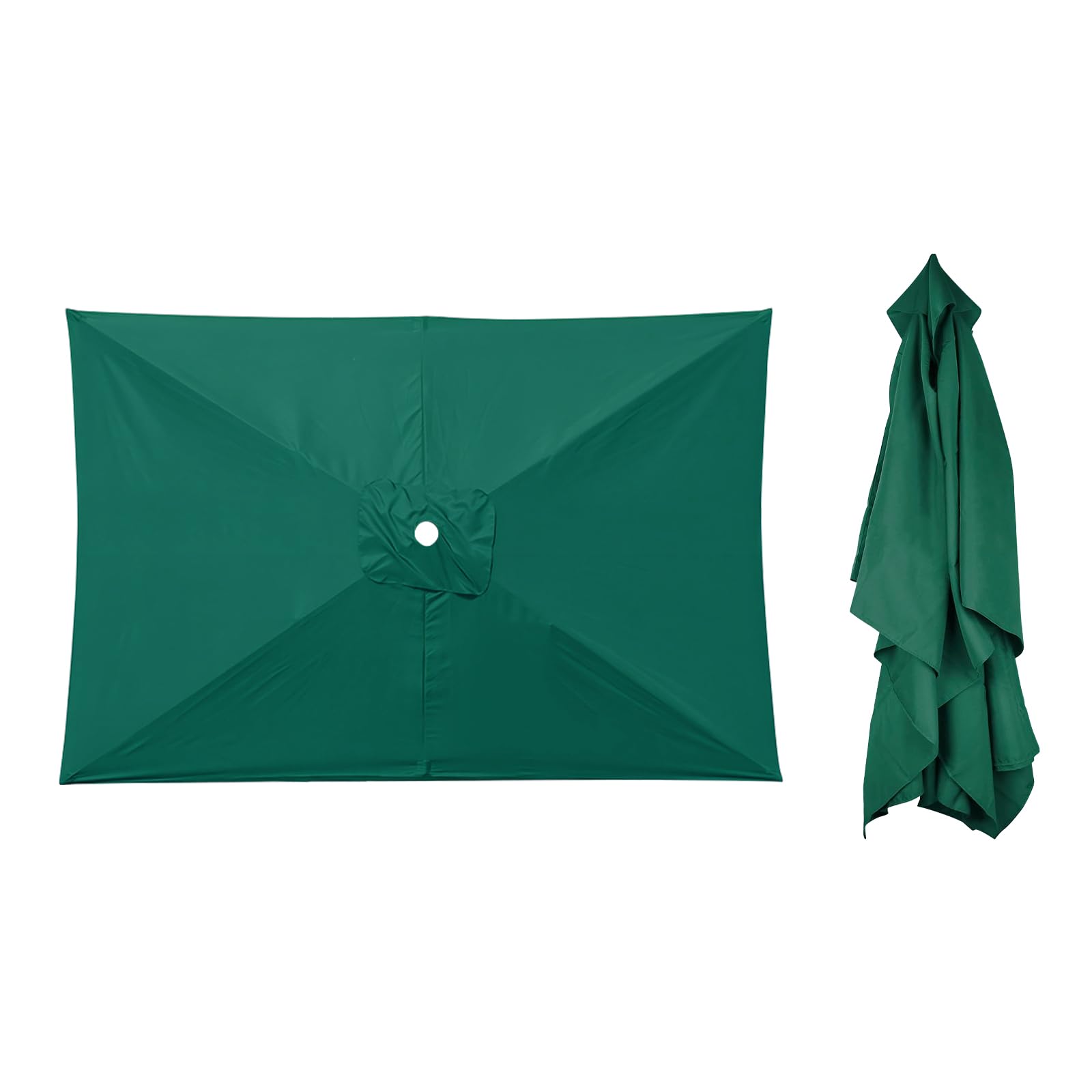 WMYYLX Replacement Parasol Canopy, Rectangular Garden Parasol Canopy Cover, 3X2m Replacement Umbrella Fabric, 6 Ribs for Garden, Patio Umbrella (Green)