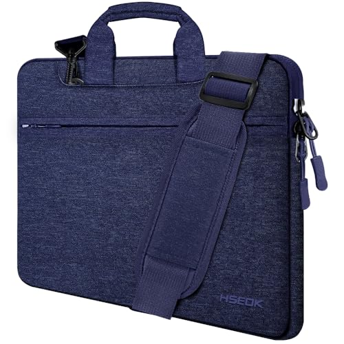 Image of Hseok Laptop Shoulder Bag 13 13.3 14 Inch Case Compatible with MacBook Pro /Neo 14 inch M5 /M4 /M3 /M2 /M1,Mac Air /pro /Neo 13 inch and Most 13 13.3 14 Notebooks,Spill-Resistant Briefcase,Dark Blue