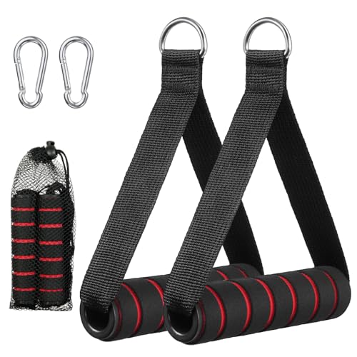 Fintronic Griffe für Fitnessbänder, 2 Stück Einhandgriff, Silikongriffe mit Karabinerhaken, Kabelzug Griff für Widerstandsbänder, Widerstand Bands Zubehör für Fitness,Kraftturm,Seilzug,Trizeps Übung