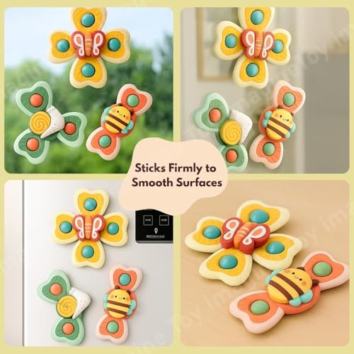 Image of Toy Imagine Insect-Themed Suction Spinner Toys for Babies & Toddlers - Fidget Toys for Kids 0 to 5 Years - Travel-Friendly Baby Toy (Insect-Themed-1)