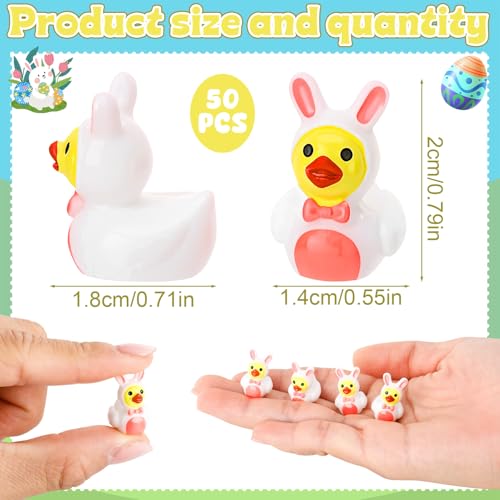 Image of 50 Pcs Rabbit Ducks Toy Figures, Easter Mini Bunny Resin Ducks Bulk, Tiny Rabbits Figurine Dress up Duck Toy for Easter Party Favors (Bunny Duck)