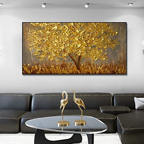 Moderne kunst gouden boom canvas schilderij abstracte posters en prints muurafbeelding voor woonkamer decoratie woondecoratie schilderijen, Wg576,50 x 100 cm zonder frame - Afbeelding 3