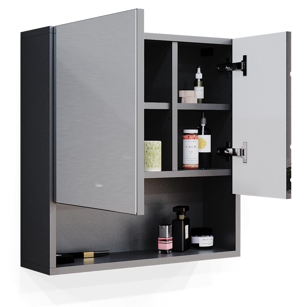 Merax Modern Bathroom Wall Cabinet With Mirror - Blue - View #6