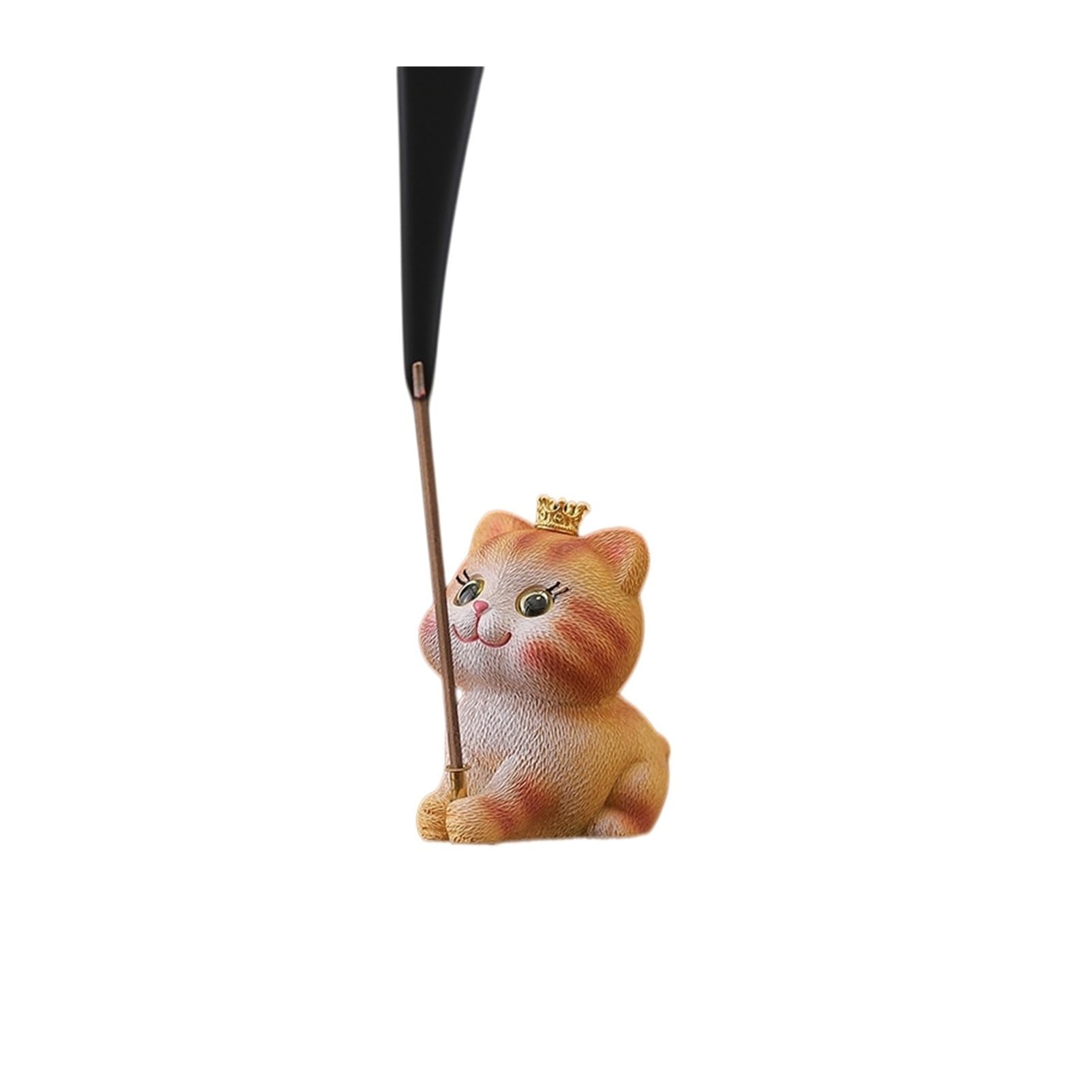 Huolimxun Cat Incense Holder Statue - Resin Kitten Incense Burner Ornament For Home And Coffee Table(Yellow Crown Cat)