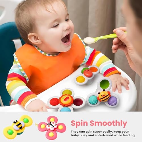 Image of ToyTastic Strong Suction Cup Fidget Rotating Sensory Hand Spinner Toys 6 12 18 Months Airplane Car Travel Table & Window Toys (Snail Design)