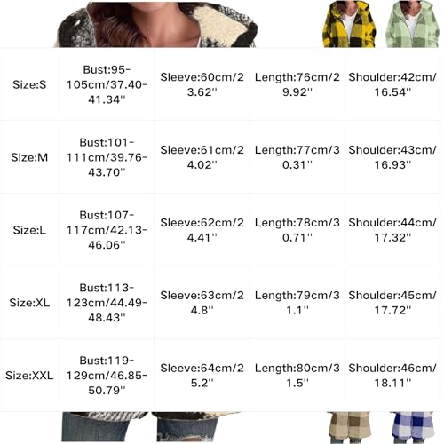 Sherpa Jacket Women Flannel Plaid Hooded Shacket Thick Coat Zip Up Warm Fuzzy Fleece Jacket with Pockets 20252