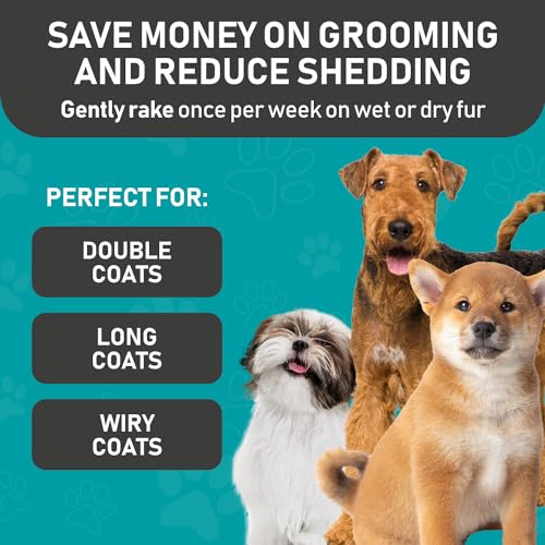 Image of Maxpower Planet Pet Grooming Brush and 2X Grooming Gloves Combo - Double Sided Dematting, Deshedding Undercoat Rake for Dogs and Cats - Reduce Shedding Easily - Blue (Pack of 2)