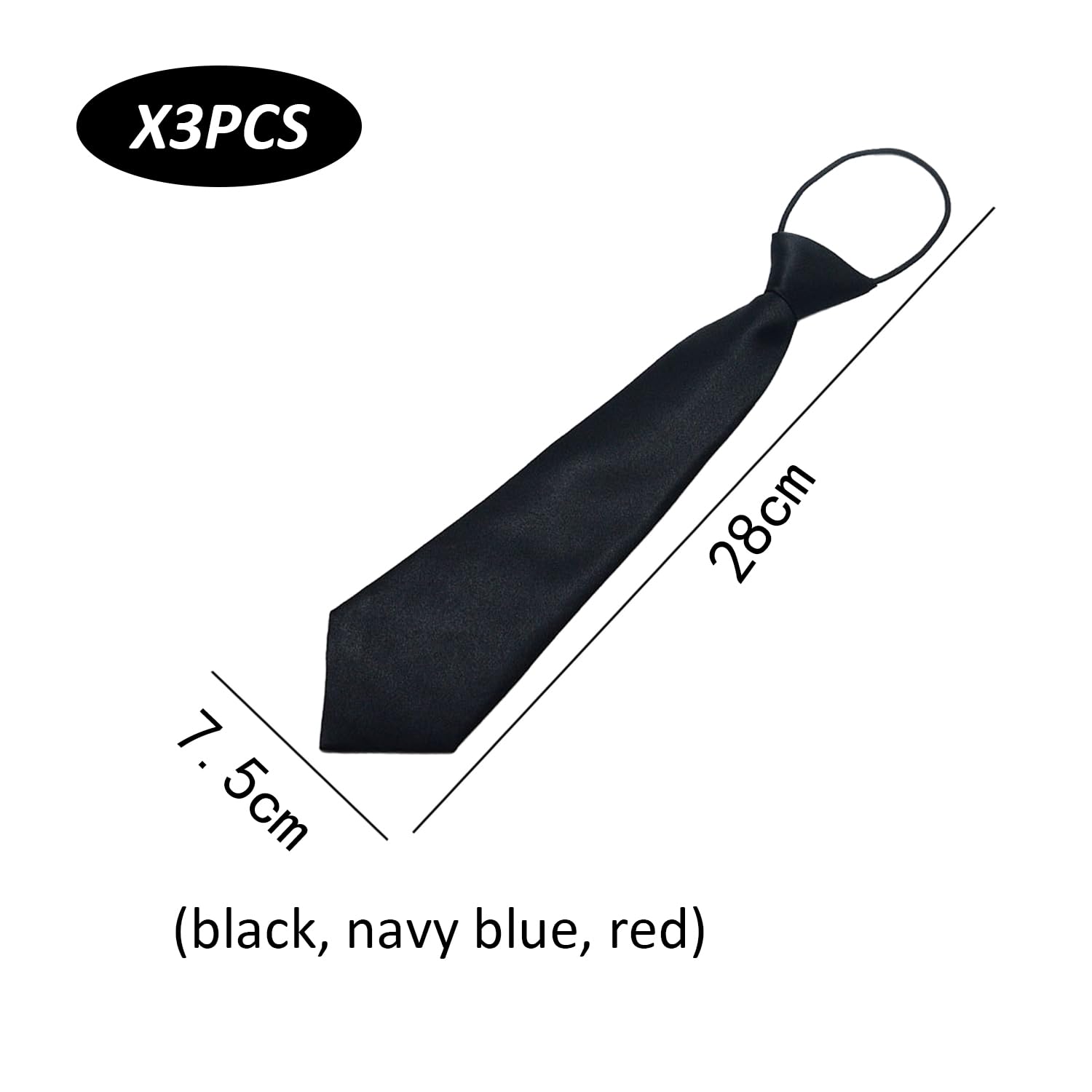 3 Stück Einfarbige Kinderkrawatten, Dehnbare Satinkrawatten Für Jungen Und Mädchen, Formelle Anlässe, Hochzeit, Abschlussfeier Und Uniform (Schwarz/Marineblau/Rot)