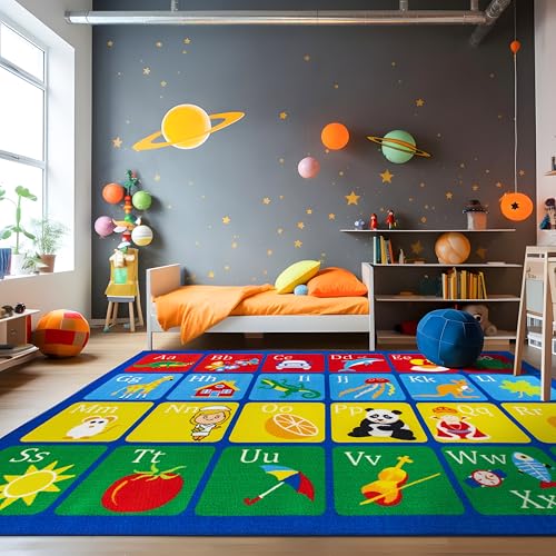 Rugshop Kids Alphabet Educational Learning High Traffic Living Room,Bedroom,Kitchen, Home