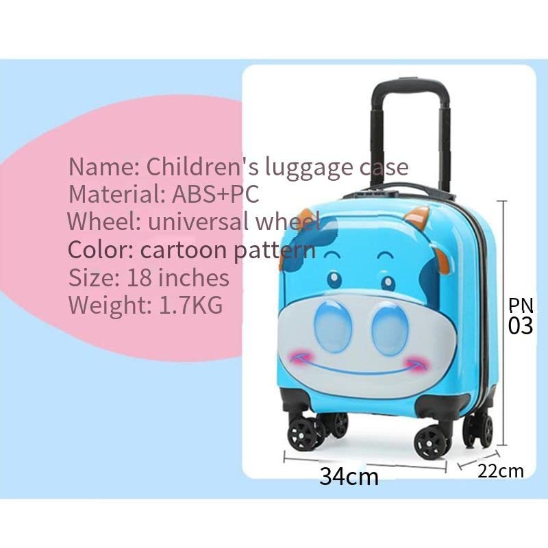 Children's Cartoon Trolley Case 18 Inch Children's Boarding Case Universal Wheel Password Suitcase(Color:yellow calf)2