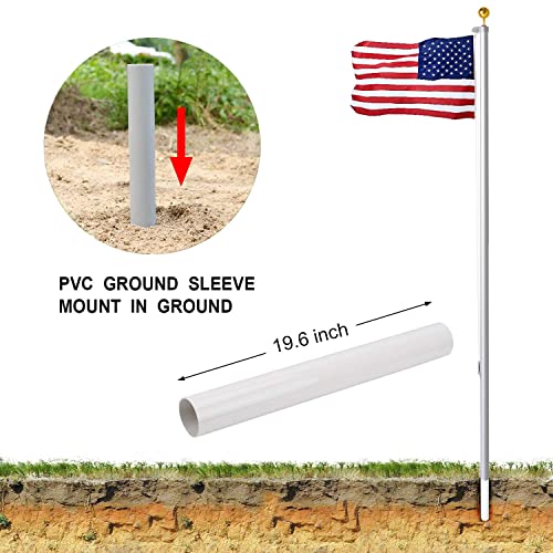Panta GN-16FTS-5.22 Flag Poles For Outside House, 16Ft Sectional Flag Pole Kit, Extra Thick Heavy Duty Aluminum Flagpole, Outdoor Inground Flag Poles thumb #3
