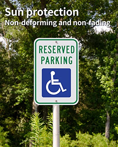 image for CreakStone Handicap Parking Sign - 18 x 12 Inch Aluminum With ADA Acce