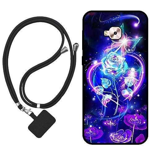 Sunrive Funda Compatible con ASUS Zenfone 4 Selfie Pro ZD552KL,Slim Fit Gel Mate Carcasa Case Bumper de Impactos y Anti-Arañazos Espalda Cover (Rosas,Mariposa,Flor)+1 X Correa Universal