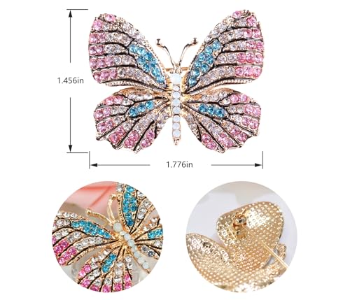 Image of Gyn&Joy Multi-Color Crystal Rhinestone Winged Butterfly Pin Brooch BZ030