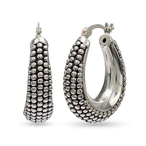 925 Sterling Silver Chunky Hoop Earrings | BIS Hallmarked Lightweight Classic Click-Top Earring Hoops for Women-image-48