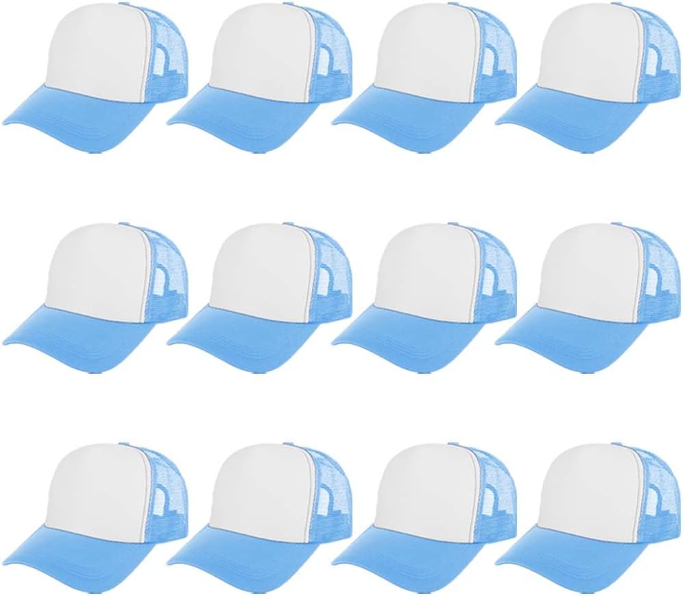 ZH 12 Pcs Sublimation Trucker Hats Blank Mesh Baseball Cap Polyester Bulk Mesh Trucker Hat for Men and Women