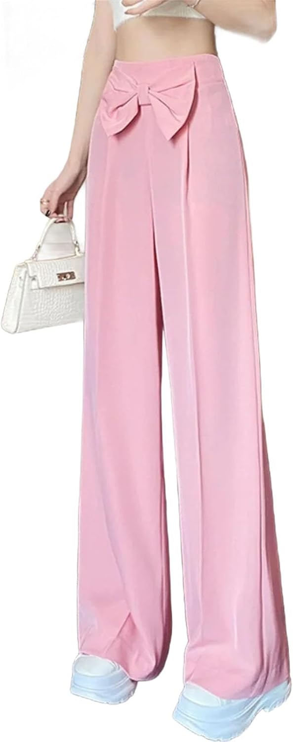 Women's Fashion Loose Casual Solid Color High Waist Wide Leg Pants Wrap Suit Pant Solid Loose