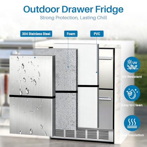 Image of 24 Inch Outdoor Fridge, UnderCounter Outdoor Beverage Refrigerator