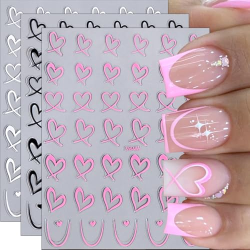 3D Herz Nagelsticker Valentinstag Selbstklebend Nail Art Design Aufkleber Zubehö