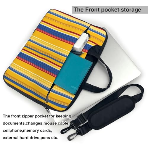 Bolso para laptop impermeable a rayas azul y amarillo 14 pulgadas miniatura 6
