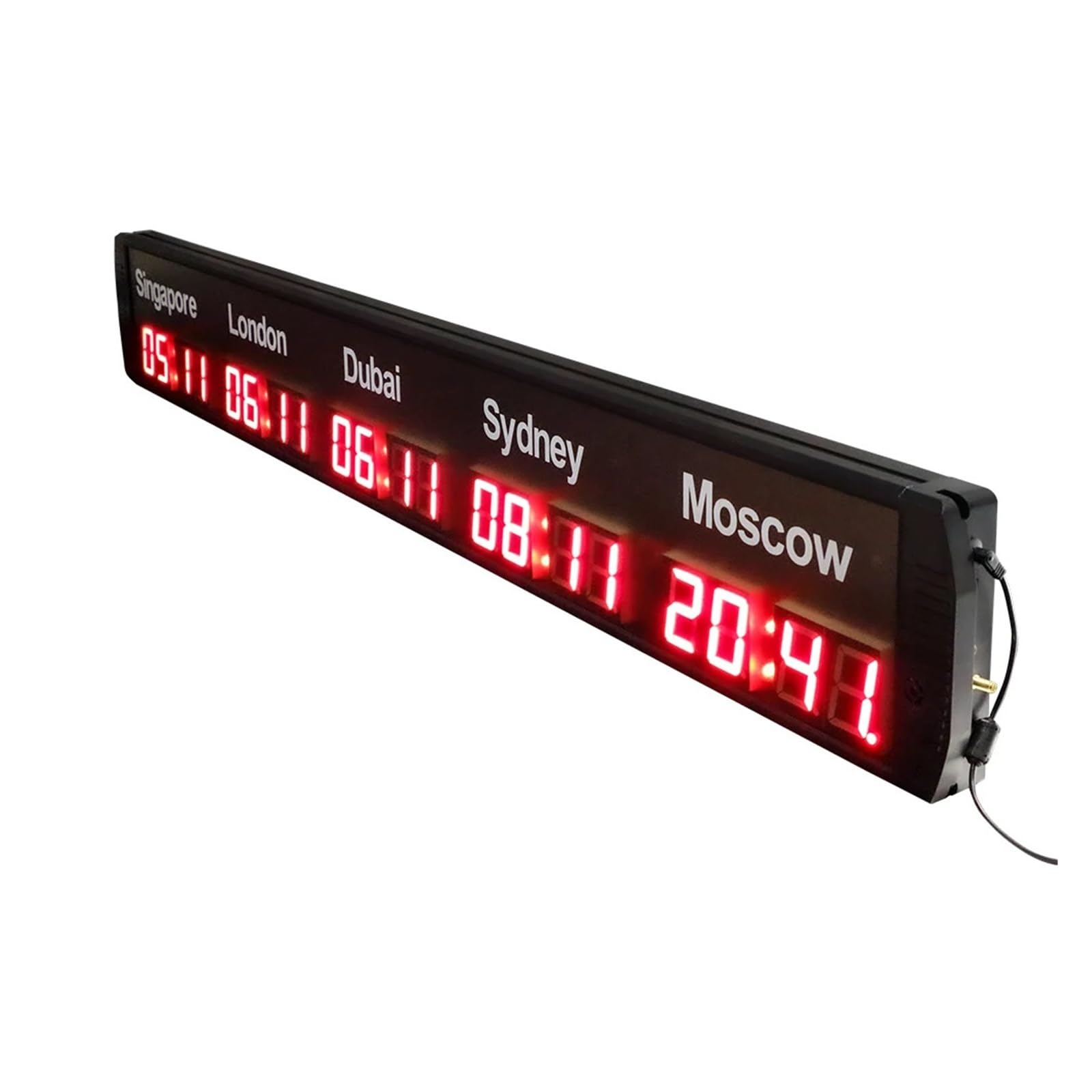 Orologio mondiale digitale a 5 zone da 2,3 pollici con supporto elevato, distanza visiva di 16 metri for hotel, imprese multinazionali Display luminoso