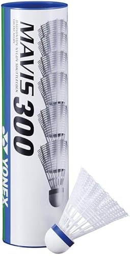 YONEX Mavis 300 Lot de 6 Volants de Badminton Blanc 78 Bleu Moyen