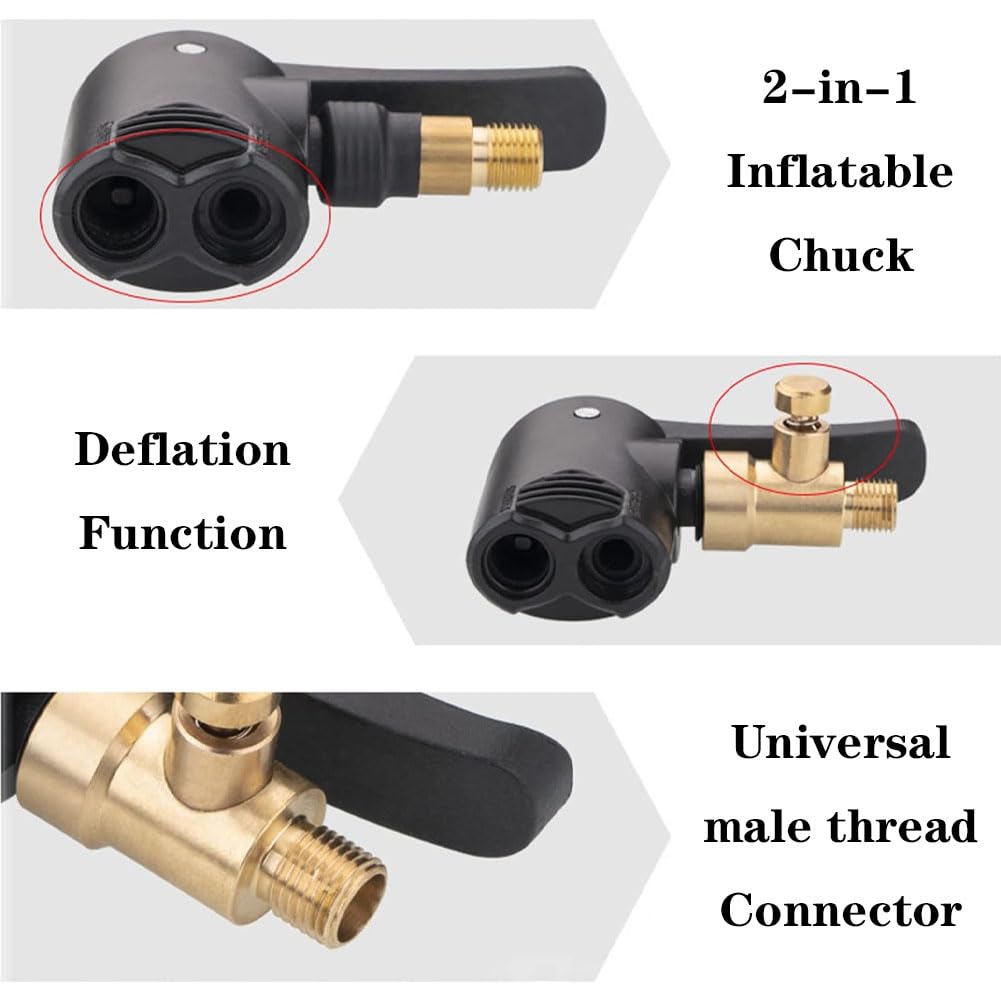 Adattatore Per Gonfiaggio Pneumatici - 2 Pezzi, Con Tubo Flessibile 17.5 Cm, Per Auto, Bici E Camion - Foto 3