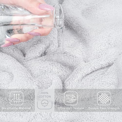 Image of Cotton Paradise 100% Cotton Hand Towels, 2 Piece 35x70 Hand Bath Towels, Silver Grey